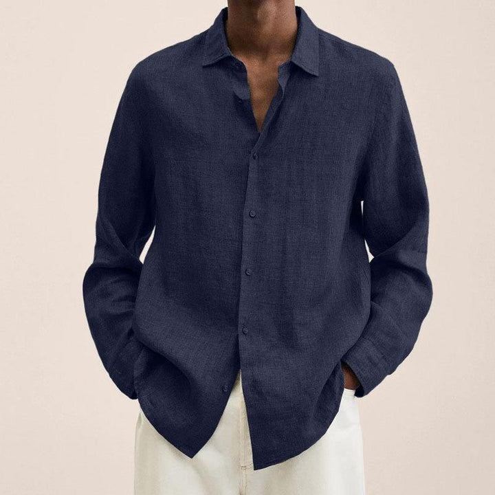 Men's Long Sleeve Linen Shirt - Casual Summer Button Down