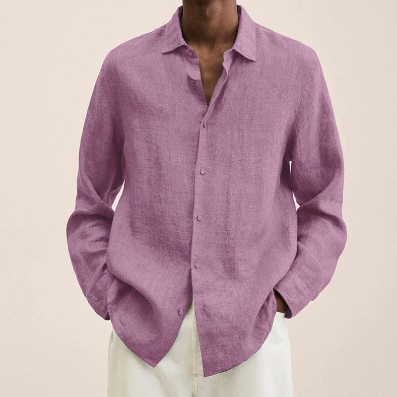 Men's Long Sleeve Linen Shirt - Casual Summer Button Down