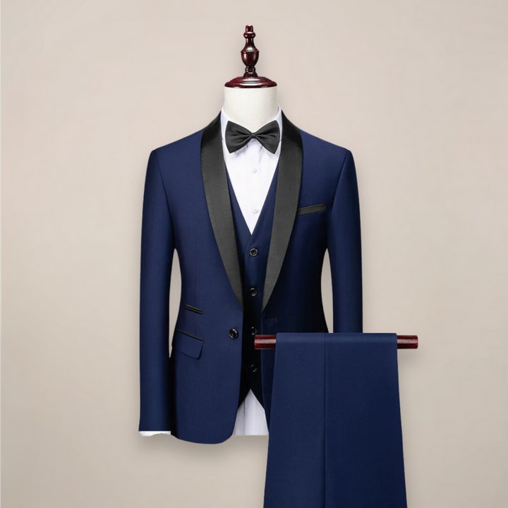 Men's 3 Piece Tuxedo Suit - Slim Fit Blazer Vest and Pants