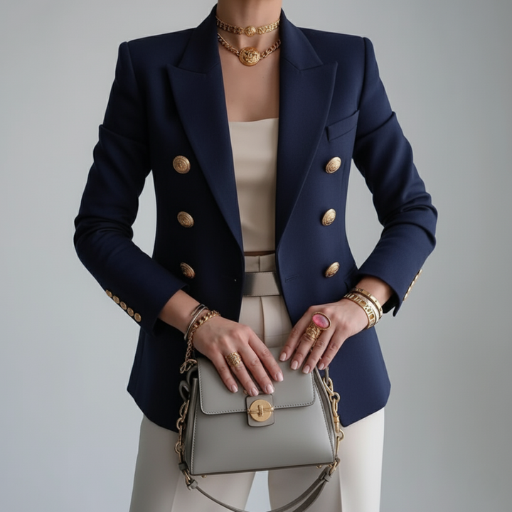 Women's Double Breasted Blazer - Tailored Jacket for Work