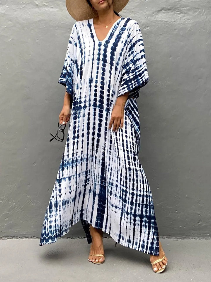 Women's Summer Caftan Maxi Dress - Loose V Neck Casual Boho