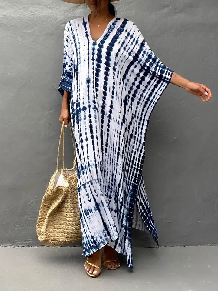Women's Summer Caftan Maxi Dress - Loose V Neck Casual Boho