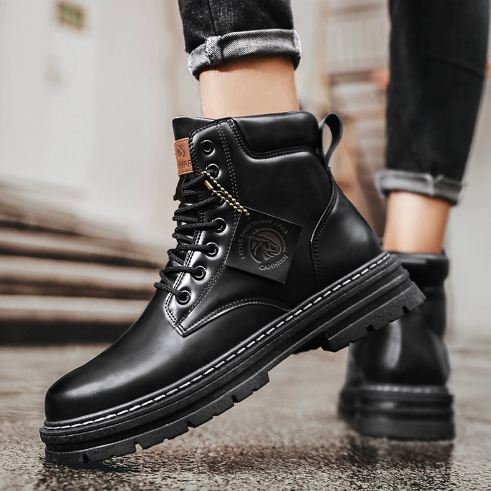 Men's Casual Lace Up Ankle Boots - Chunky Sole for Work