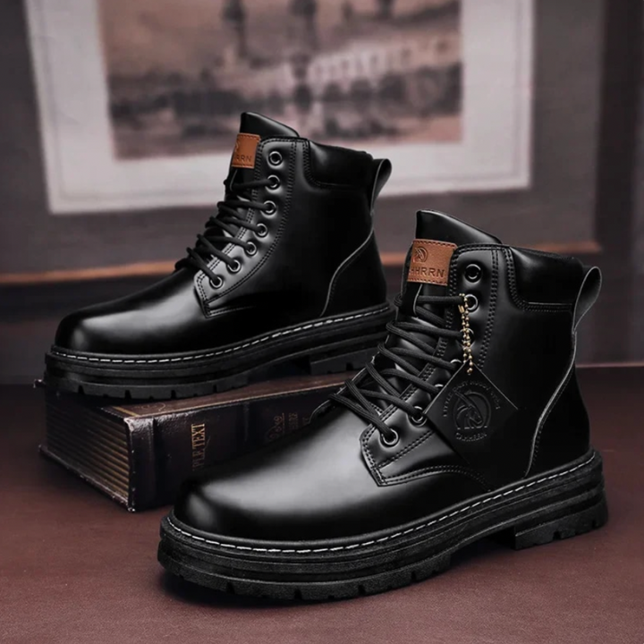 Men's Casual Lace Up Ankle Boots - Chunky Sole for Work