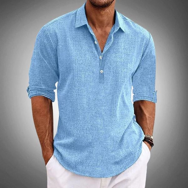 Men's Long Sleeve Polo Shirt - Summer Casual Popover