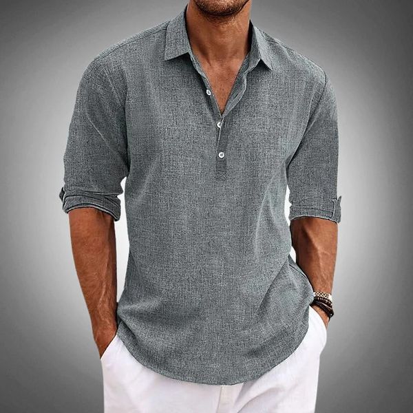 Men's Long Sleeve Polo Shirt - Summer Casual Popover