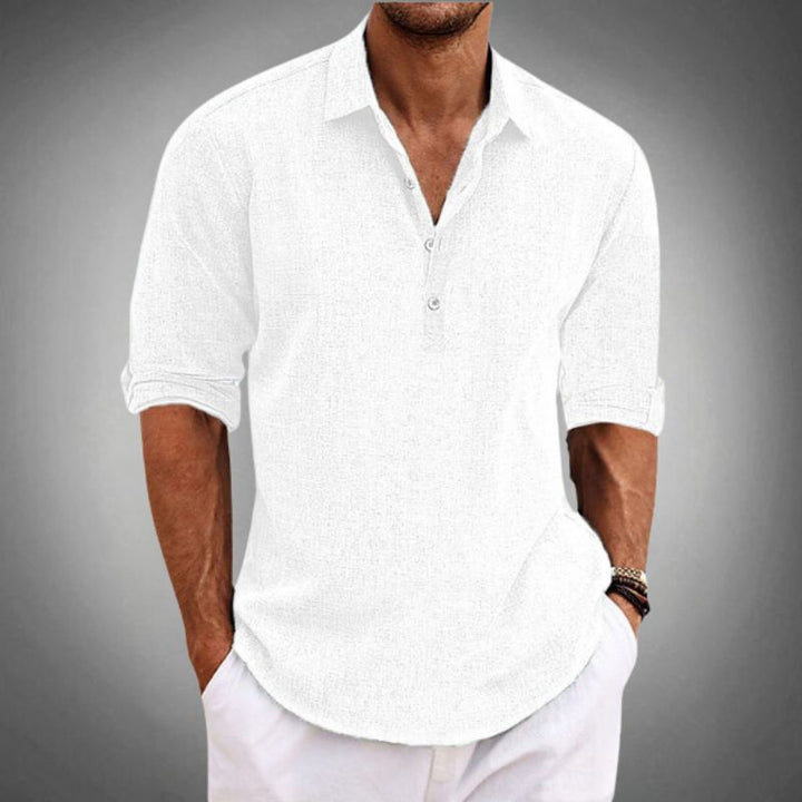 Men's Long Sleeve Polo Shirt - Summer Casual Popover