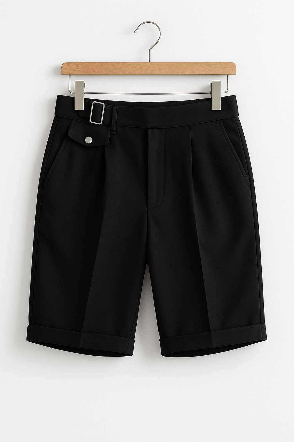 Men's Tailored Pleated Shorts - Summer Slim Fit with Cuffs