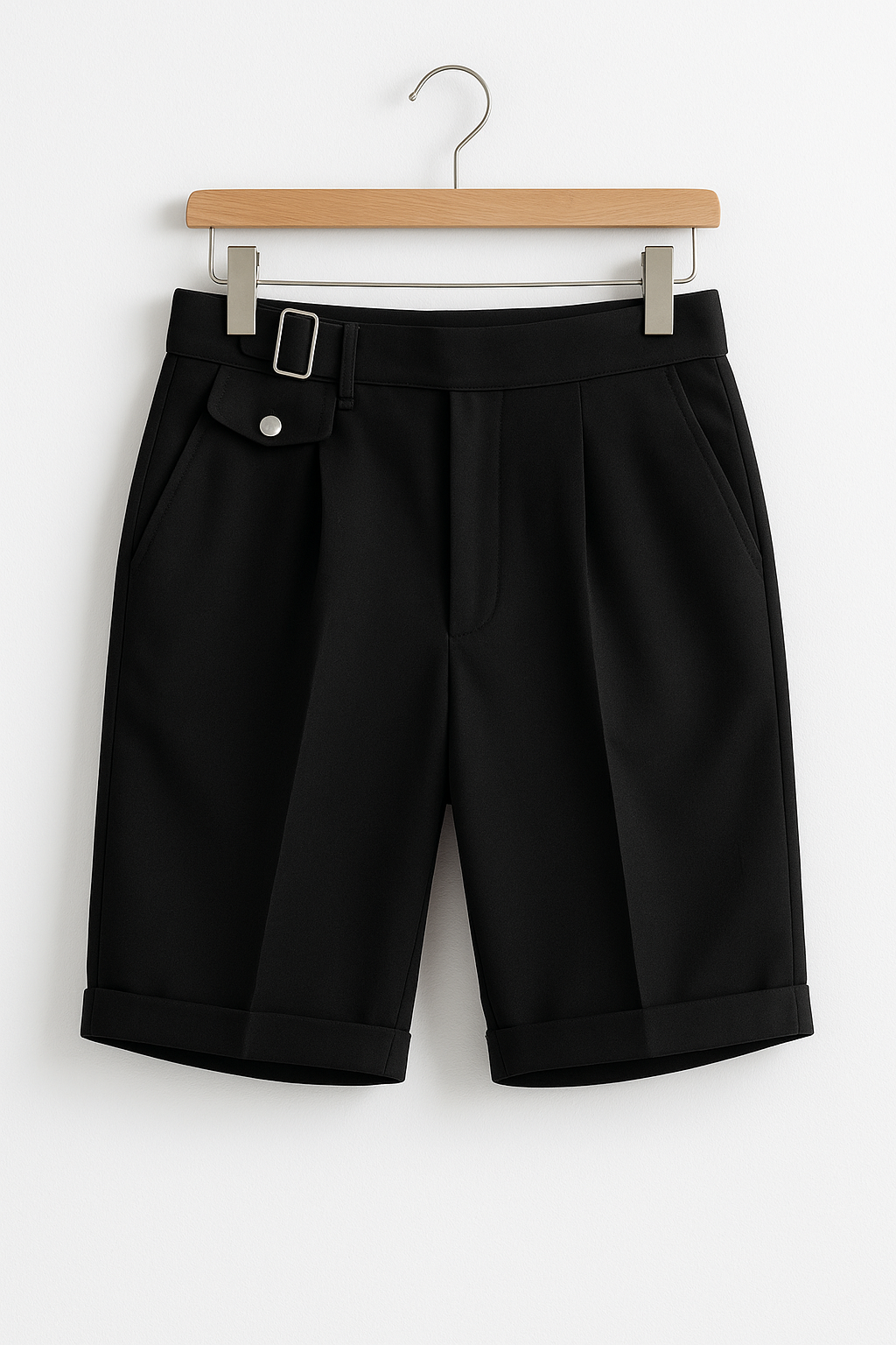 Men's Tailored Pleated Shorts - Summer Slim Fit with Cuffs