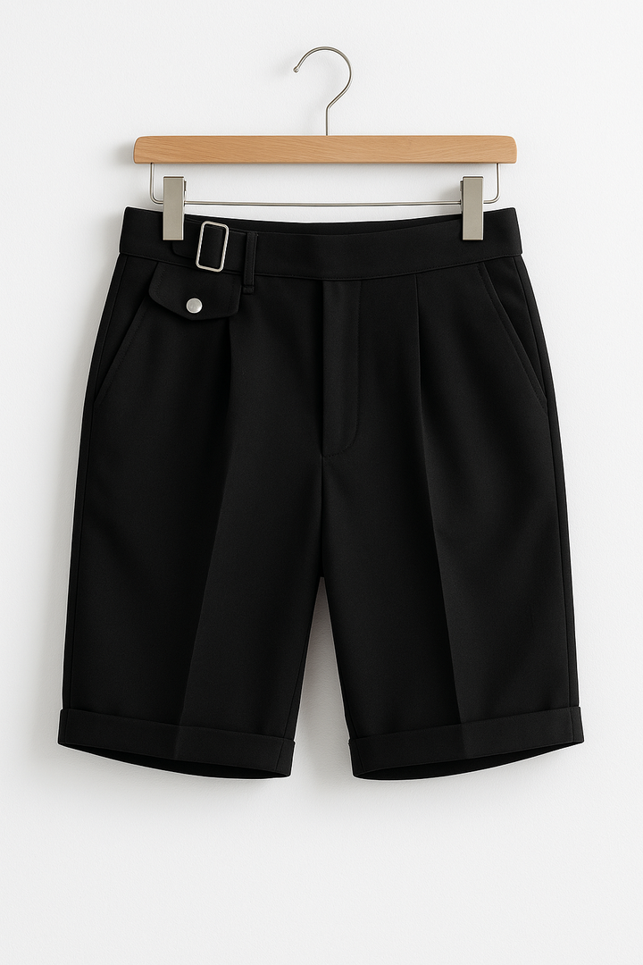 Men's Tailored Pleated Shorts - Summer Slim Fit with Cuffs