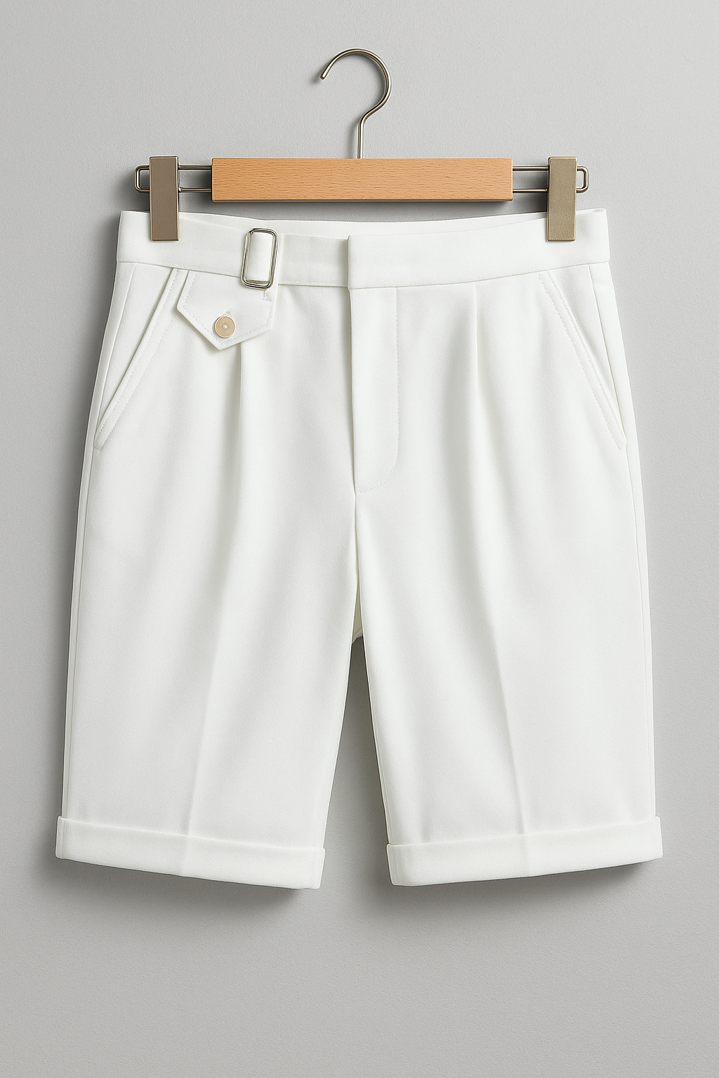 Men's Tailored Pleated Shorts - Summer Slim Fit with Cuffs